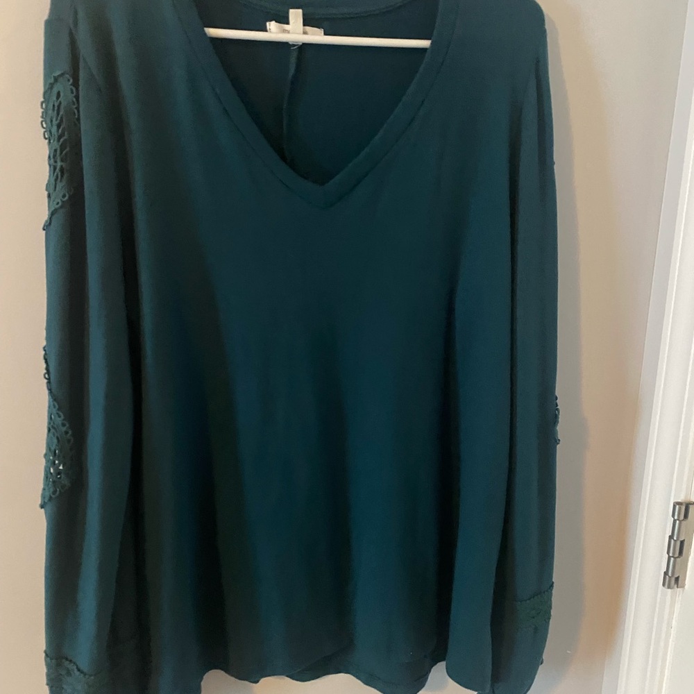 New Elegant Teal V-Neck Women's Top